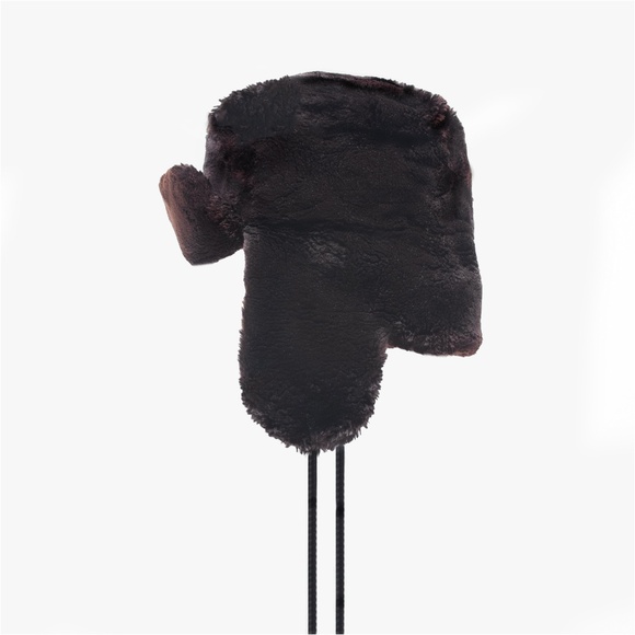 HARRICANA Par Mariouche Upcycled Sheared Beaver Vintage Chapka Hat Brown/Purple - Picture 2 of 8